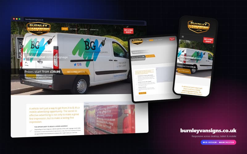 Burnley Van Signs website