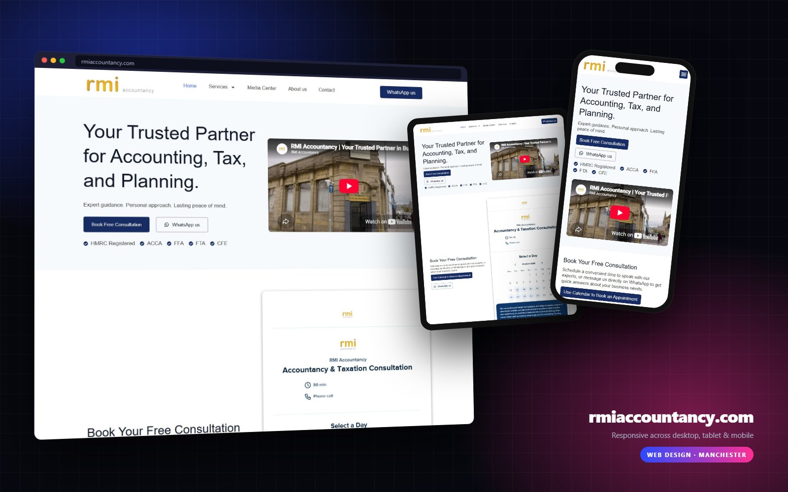RMI Accountancy website on desktop, tablet and mobile