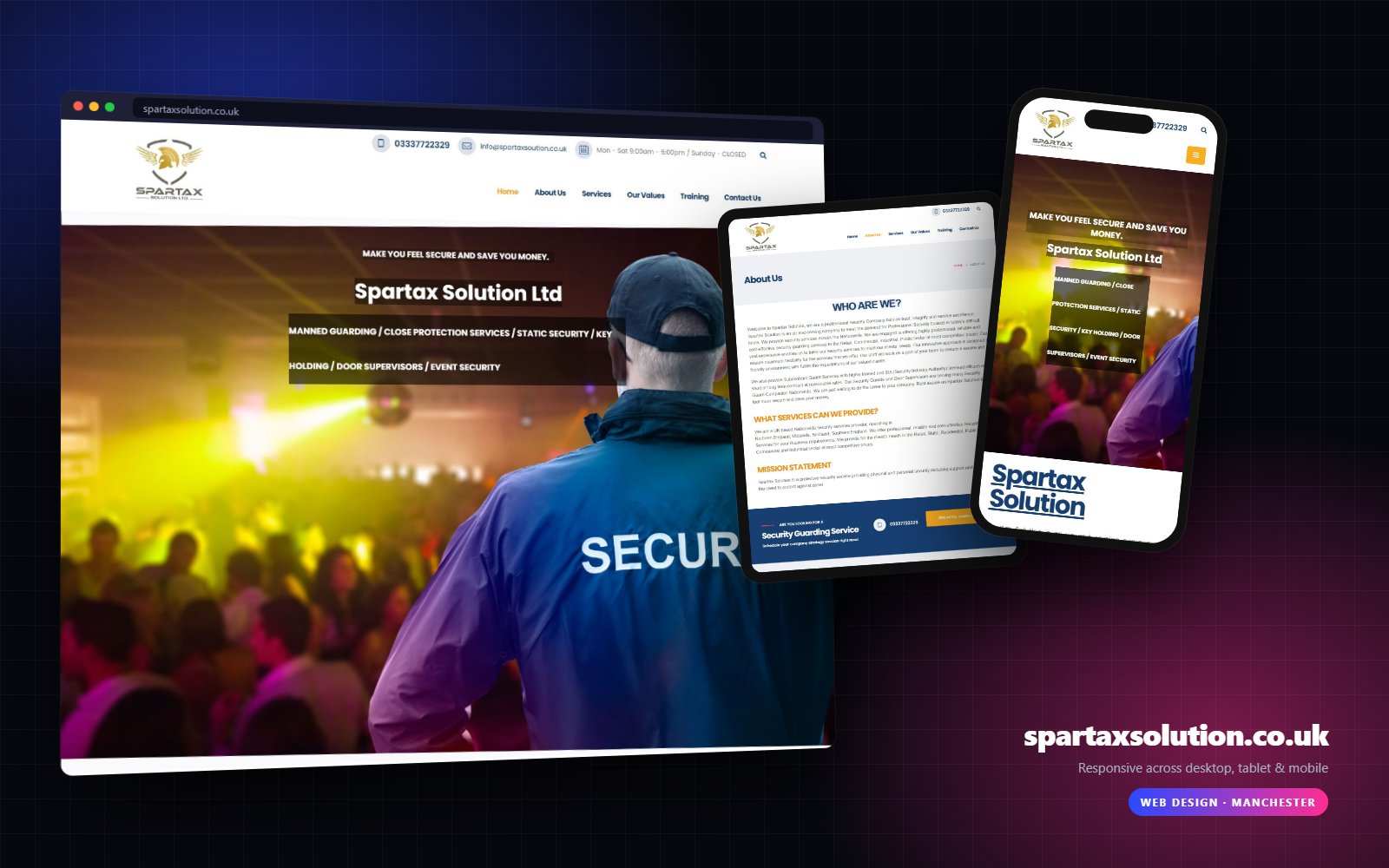 Spartax Solution website on desktop, tablet and mobile